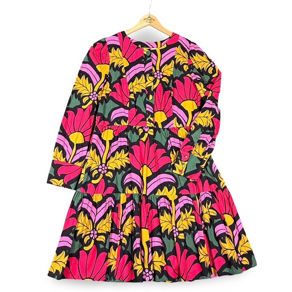 J.Crew Ratti Grandi Fiori Tiered Popover Dress 8 Fall Floral Wedding Guest Party